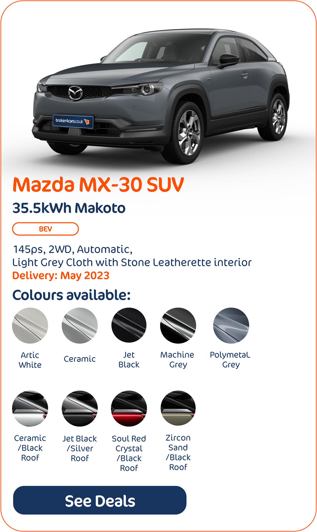 Mazda MX-30 SUV 35.5kWh Makoto - Click to Enquire